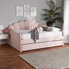 Baxton Studio Timila Modern and Contemporary Light Pink Velvet Fabric Upholstered Queen Size Daybed with Trundle 215-11550-ZORO